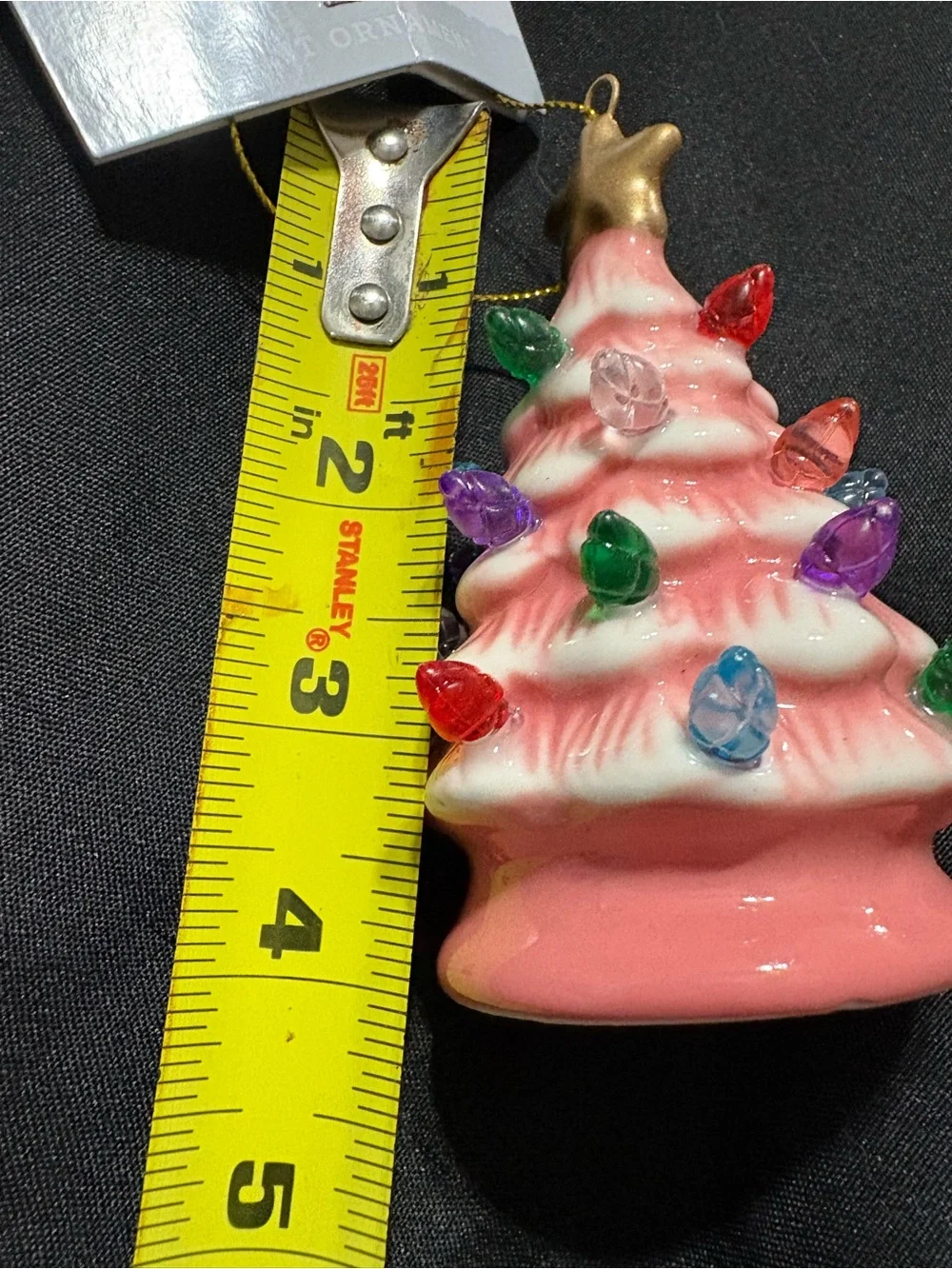 Wondershop Pink Ceramic Christmas Tree Ornament with Multi-Colored Bulbs